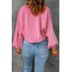 thumbnail image 1 of ABPHQTO Sudadera de mujer rosa con botones a presión lavados y manga farol, 1 of 5