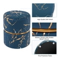 thumbnail image 4 of Duhome Round Ottoman Footstools Velvet Vanity Stool Furry Makeup Stool for Bedroom Living Room Decorative Padded Small Bench, Blue and Gold, 4 of 8