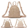 thumbnail image 2 of Womens Straw Backpack Fashion Casual Faux Pearl Travel Backpack Small Backpack, 2 of 10