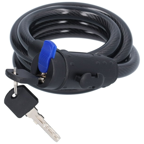 Bike Lock Cable AntiTheft Steel Security Cable Lock Coiled Secure Keys