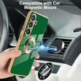 thumbnail image 2 of Dteck for Samsung Galaxy S24 Plus Case with Screen Protector, Built-in 360° Rotation Ring Holder Magnetic Stand, Luxury Shiny Plating Edge Shockproof Electroplated Protective Cover,Green, 2 of 5