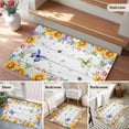 thumbnail image 5 of Area Rug 2 x 3 Ft, Spring Flowers Indoor Accent Bathroom Rugs for Kitchen/Laundry Room, Watercolor Sunflowers Daisy Butterflies Wood Washable Non-Slip Runner Floor Mat for Entryway, Living Room, 5 of 7