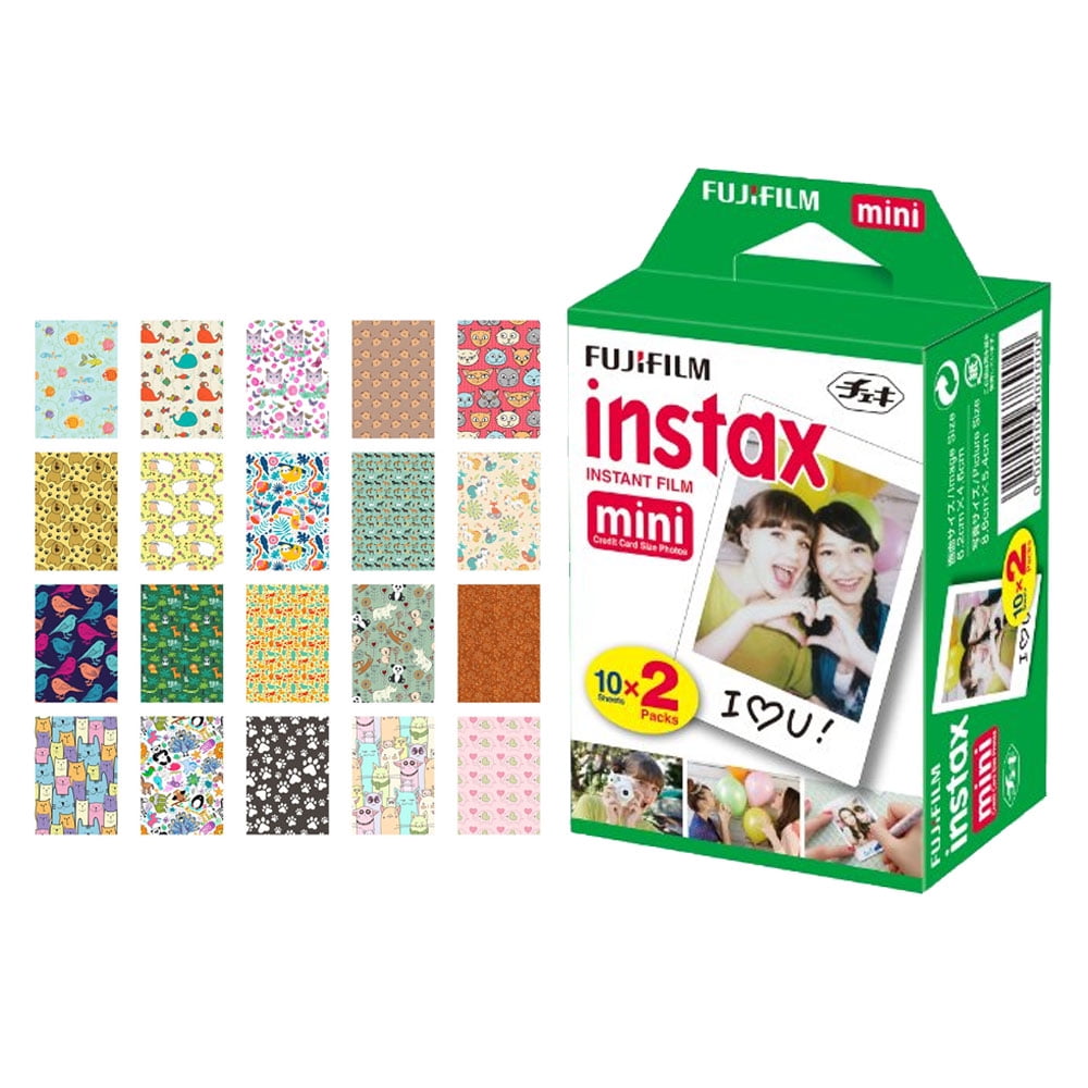 Fujifilm instax mini Instant Film (20 Exposures) + 20 Travel Sticker Frames