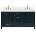 thumbnail image 2 of ARIEL Cambridge 66 Inch Double Oval Sink Bathroom Vanity With Carrara White Quartz Countertop 1.5 Edge In Midnight Blue, 2 of 7