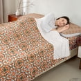 thumbnail image 3 of Erosebridal Bohemian Blossoms Full Size Sheets for Girls, Orange Mandala Bed Sheets, 4 Pieces 1 Flat Sheet, 1 Fitted Sheet and 2 Pillowcases, 3 of 5