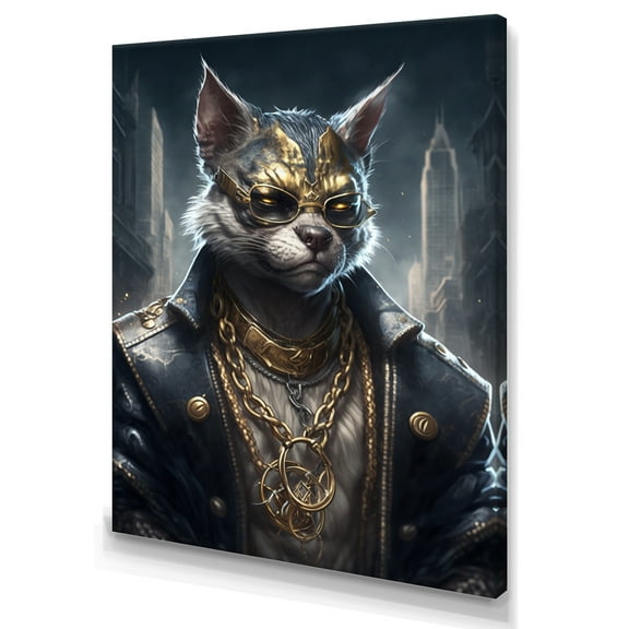 Designart Gangster Tough Cat I Canvas Wall Art