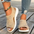 thumbnail image 4 of oqasdz Womens Sandals Fashionable Wedge Heel Color Block Open Toe SOlid Color Beach Vacation Shoes Trendy Casual Outdoor, 4 of 6