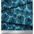 thumbnail image 2 of Soimoi Blue Viscose Chiffon Fabric Monstera Leaves Print Fabric by the Yard 42 Inch Wide, 2 of 3