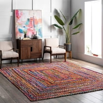 Indian Handmade Braided Multi Color Cotton Area Rugs , Floor Decor Carpet Size 4 x 9 Feet ( 120 cm x 270 cm )