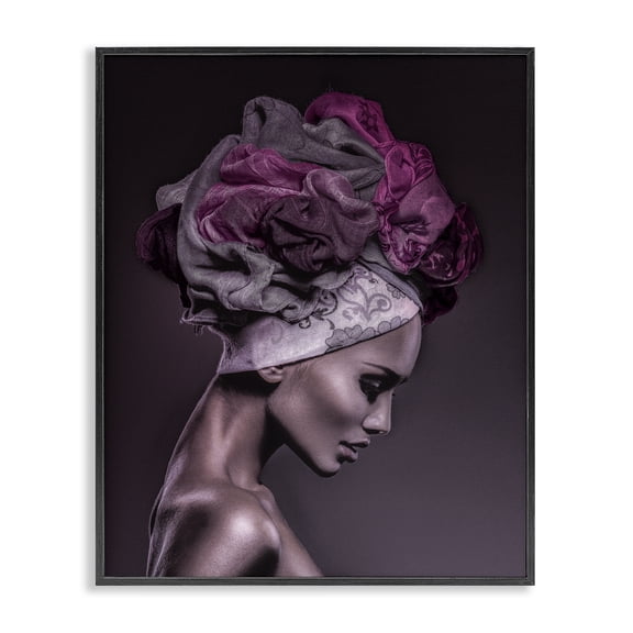 Stupell Industries Contemporary Woman Floral Headwrap Portrait Black Framed Giclee Art, 11 x 14, by Incado