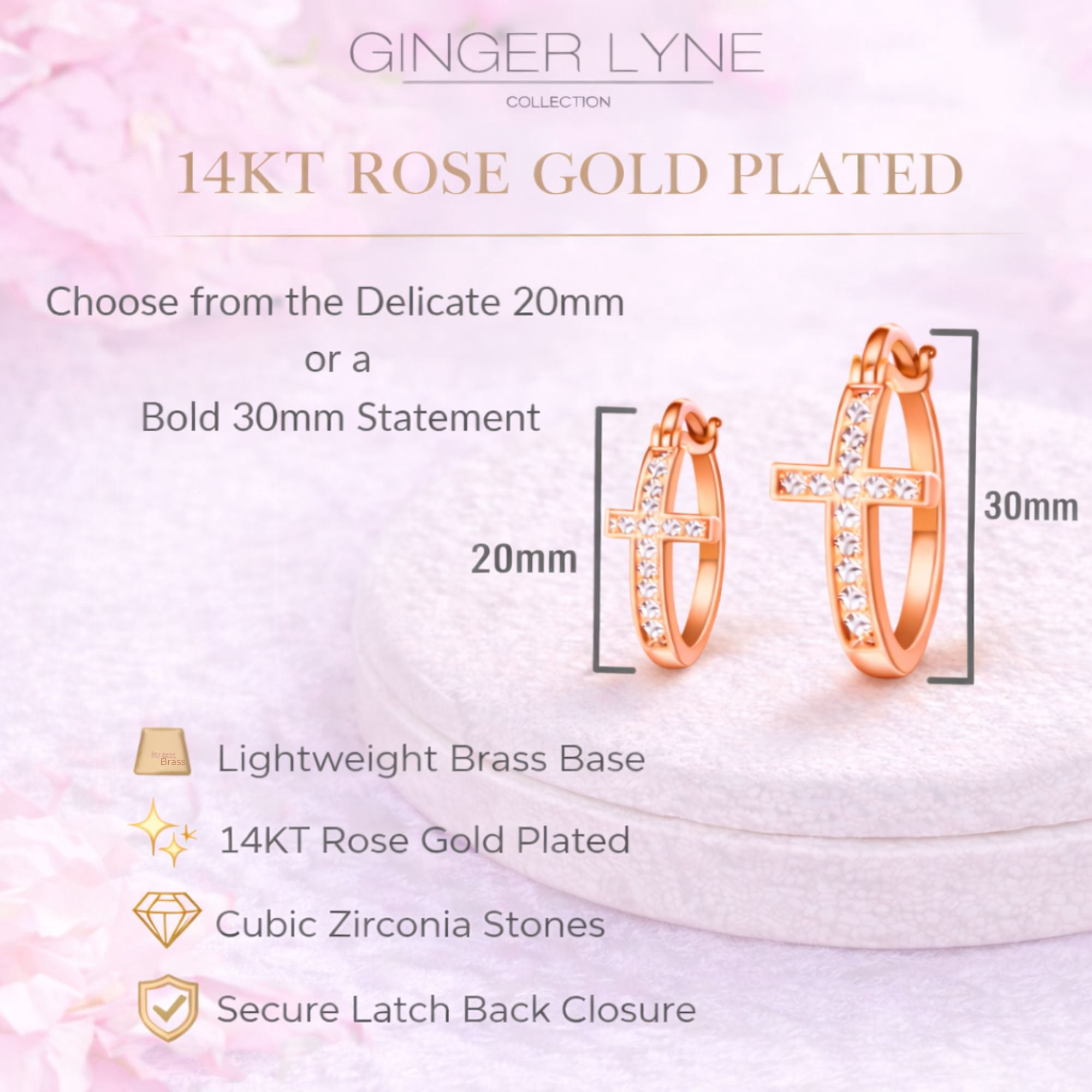 Cross Hoop Earrings for Women Cubic Zirconia Ginger Lyne Collection