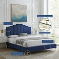 thumbnail image 5 of Platform Bed Frame, Queen Size, Velvet, Blue Navy, Modern Contemporary Urban Design, Bedroom Master Guest Suite, 5 of 10