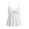 thumbnail image 7 of Diufon Camisole Tops for Women Button Front V Neck Peplum Tanks Casual Spaghetti Strap Ruched Vest Shirts, 7 of 7