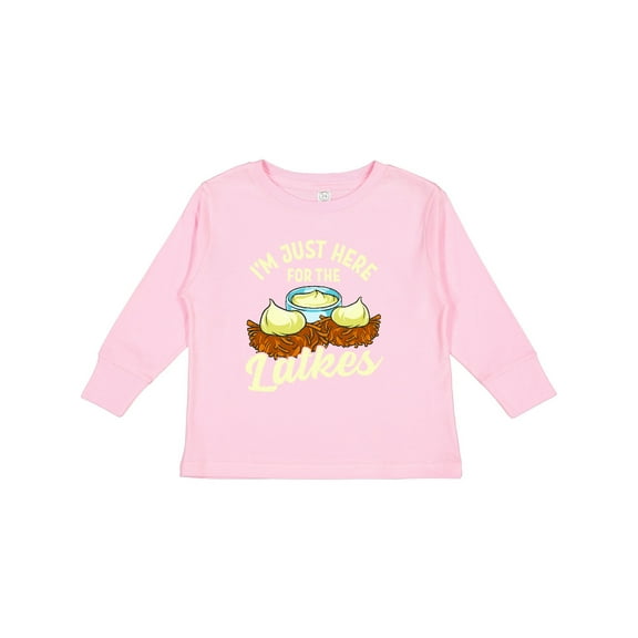 Inktastic Hanukkah Funny Here for Latkes Boys or Girls Long Sleeve Toddler T-Shirt