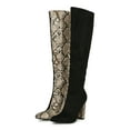 thumbnail image 5 of Bamboo Pointed Toe Split Color Chunky Heel Knee High Boot 20384, 5 of 6