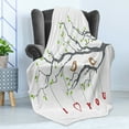 thumbnail image 4 of I Love You Soft Flannel Fleece Throw Blanket, Love Birds on a Tree Branch Romance Spring Inspiration Artwork Print, Cozy Plush for Indoor and Outdoor Use, 70" x 90", Grey Red Fern Green, by Ambesonne, 4 of 5