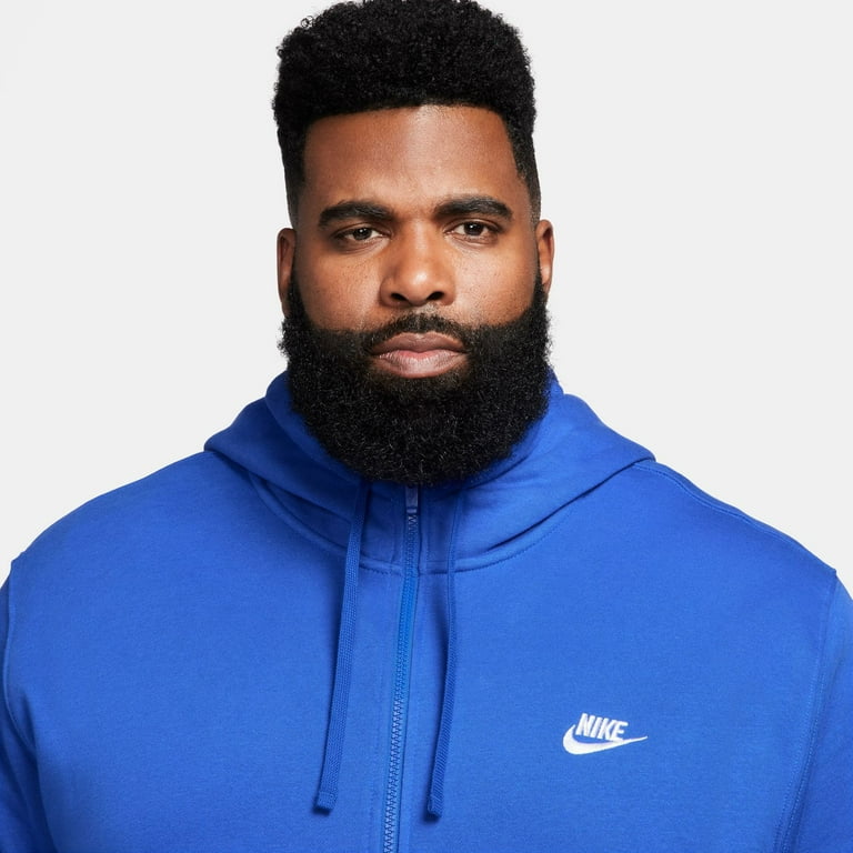 Nike Sportswear Club Fleece Men s Full Zip Hoodie Color Game Royal Game Royal White Size XL Walmart