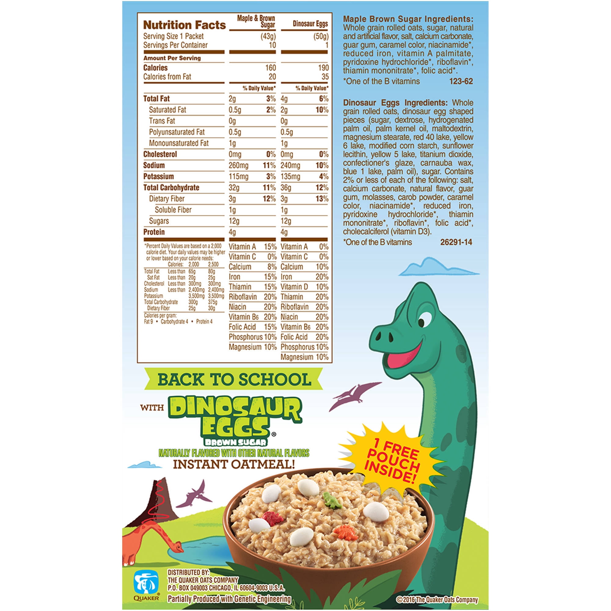 Quaker Maple & Brown Sugar Instant Oatmeal, 1.51 oz, 10 count