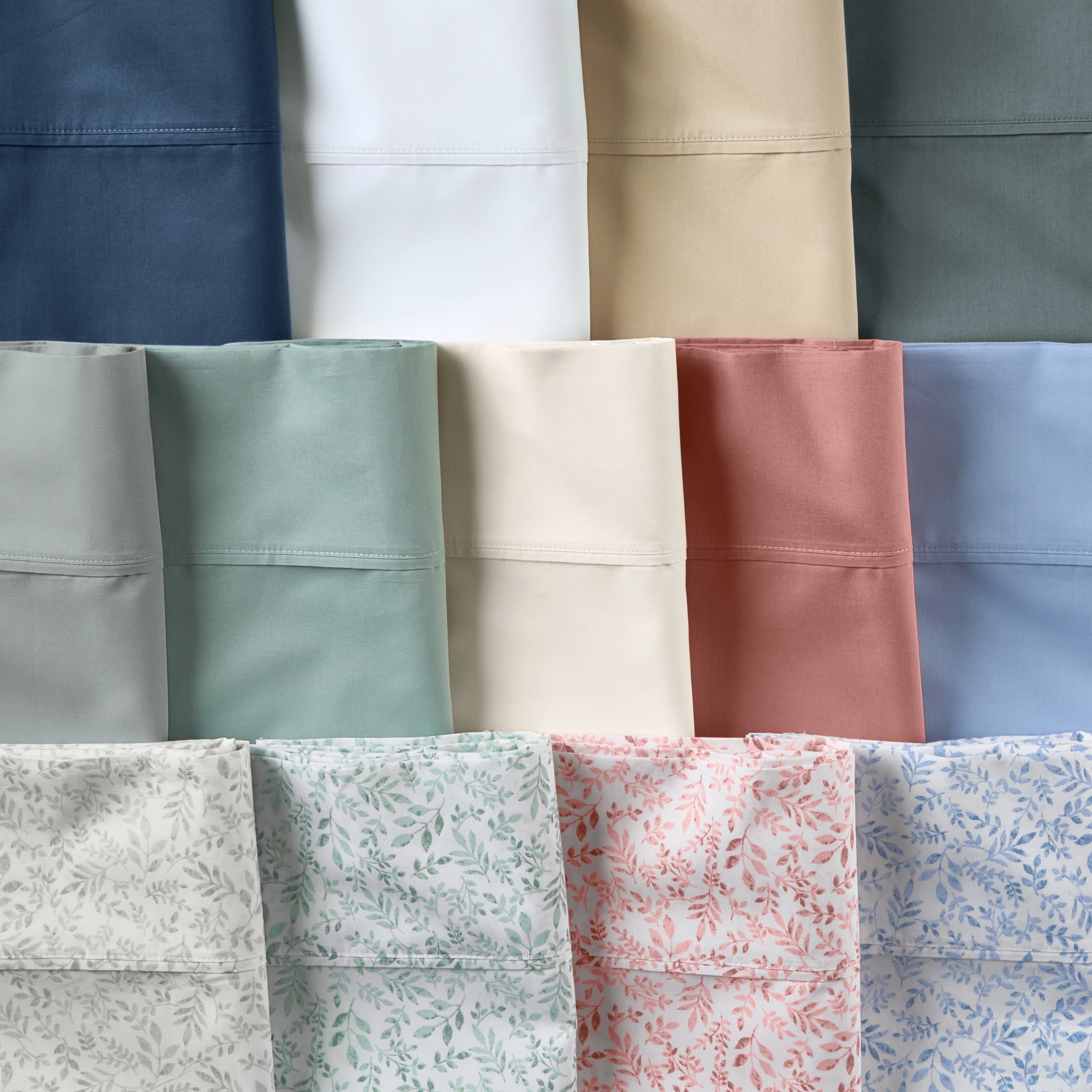 Better Homes & Gardens Cool & Crisp 4-Piece 300 Thread Count Blue Water Cotton Percale Sheet Set, King
