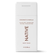 Native Body Wash, Sulfate Free, Coconut & Vanilla, for Women and Men, Travel Size 3 fl oz