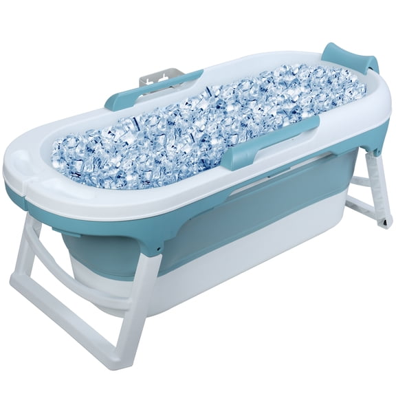 Lanzxjv 55 inch Foldable Bathtub, Portable Bathtub for Adult, Large Collapsible Tub, Freestanding Surround Collapsible Bathtub, No Lid, Hot Bath, Ice Bath