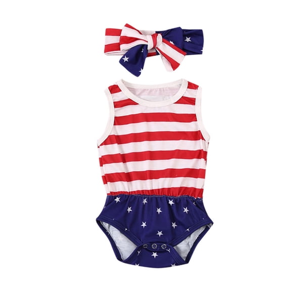 MZXELPRJD Girls Rompers 4th July Baby 3 T Boys Clothing Sets Romper Star Headband Set 0-12m Winter Baby Girl Outfits Little Girl Outfit