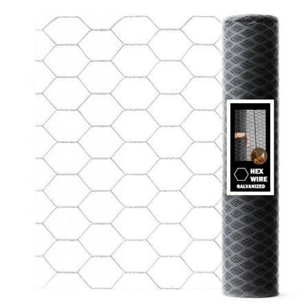 Hex Chicken Wire Fence Roll 3ft x 50 x 1" HEX Galvanized Garden Mesh Fence