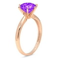 thumbnail image 3 of 1 ct Round Cut Natural Amethyst Solitaire 18K Rose Gold Womens Engagement Ring, 3 of 5