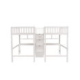thumbnail image 4 of Twin Over Twin Size Loft Bed with 2 Desks and Storage Staircase, Wood Bed Frame with Open Book Shelf,Solid Wood Slats and Safety Guardrails,No Spring Box Needed, 4 of 7