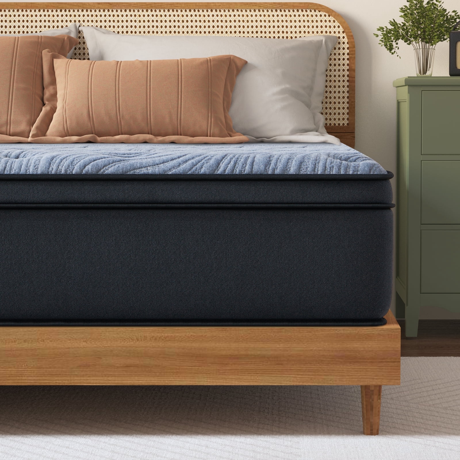 Queen Mattress, JIAVA 12 inch Hybrid Mattress Medium Firm Innerspring Mattress in a Box，Queen Size Mattreses