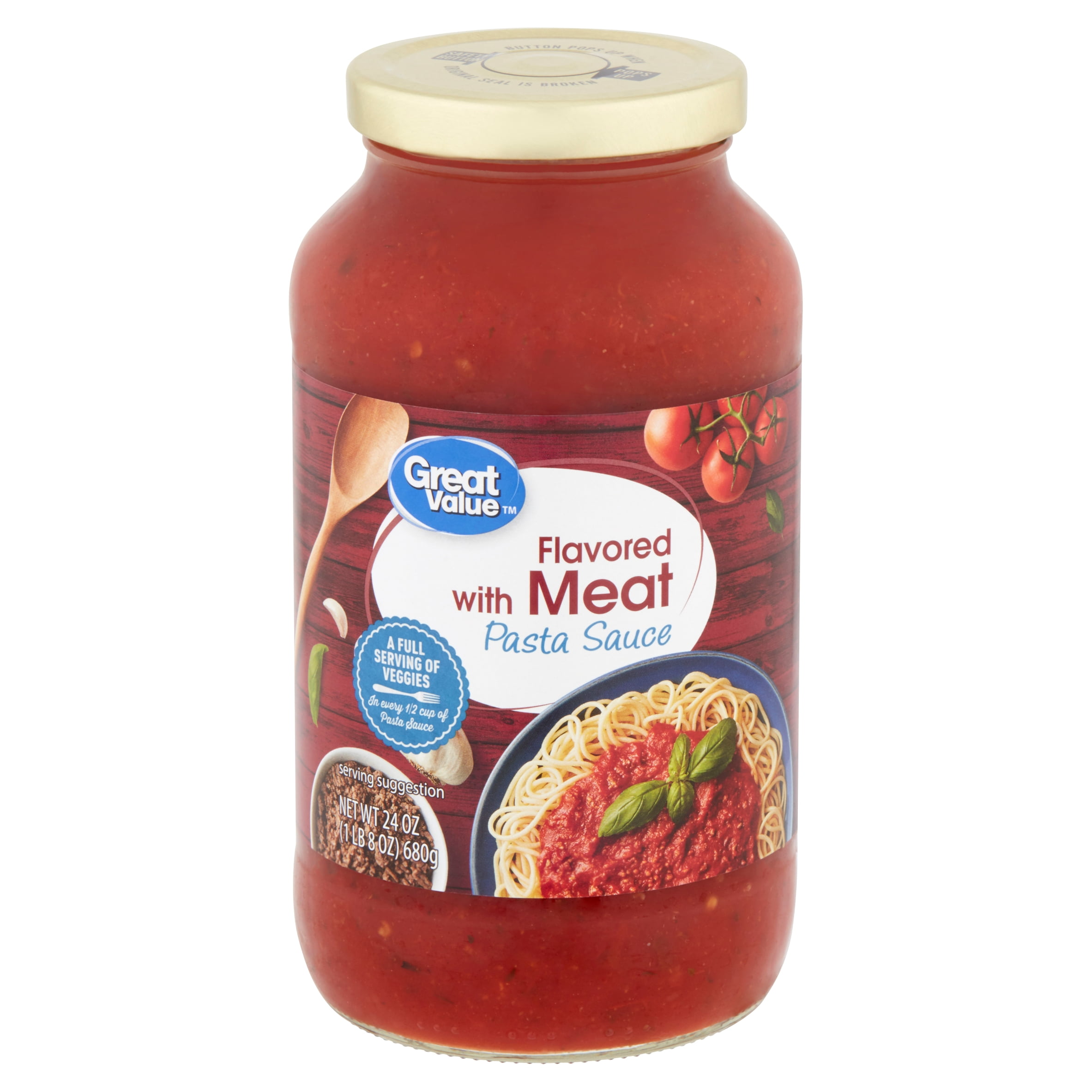 Great Value Flavored with Meat Pasta Sauce, 24 oz - Walmart.com