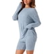 thumbnail image 4 of INSPIRAR CHIC Conjuntos de 2 Piezas para Mujeres, Conjuntos de Punto Acanalado a Juego, Top de Manga Larga con Pantalones Cortos de Ciclista, Sudaderas 2XL Azul Claro, 4 of 6