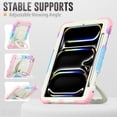 thumbnail image 5 of for iPad Pro 11 Inch 5th Gen 2024 Kids Case Heavy Duty Rugged Shockproof Silicone Hybrid Protective Case Cover Stand + Pencil Holder + Screen Protector for iPad Pro 11 2024 - Colorful Pink, 5 of 8