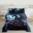 thumbnail image 3 of Manfei 2pcs 3D Western Dragon Comforter Set, Twin - Rose & Skeleton Skull, 3 of 9