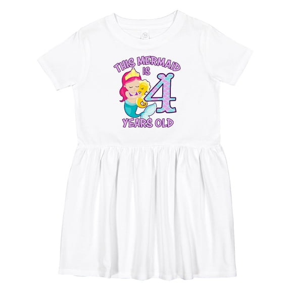 Inktastic This Mermaid is 4 Years Old Girls Toddler Dress