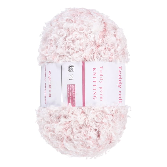 Eyelash Yarn Polyester Yarn Fur Soft Fluffy Chunky Yarn Fuzzy Eyelash Yarn Pale Pink for Crocheting Knit DIY Clothes Bag - 55Yard/50m, 3.53oz