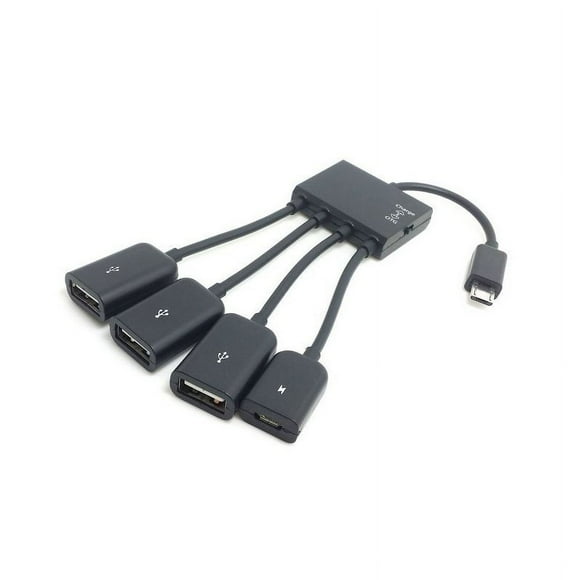 Micro USB OTG Hub Adapter for Smartphone / Tablet Micro USB Splitter for Apple Samsung Lenovo Black 4 in 1 with charging switch
