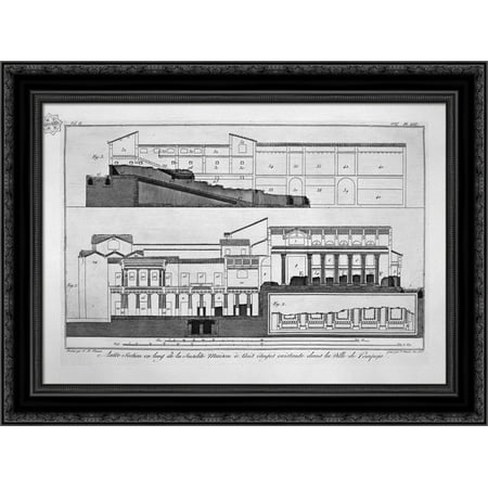 Plan of the first and third floors of the three story house 24x20 Black Ornate Wood Framed Canvas Art by Piranesi, Giovanni