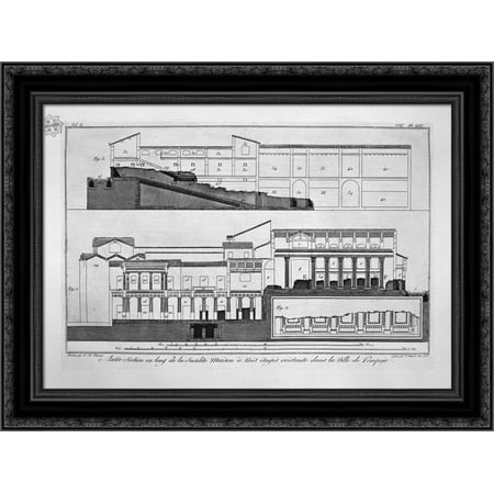 Plan of the first and third floors of the three story house 24x20 Black Ornate Wood Framed Canvas Art by Piranesi, Giovanni (Best First Floor Master Bedroom House Plans)