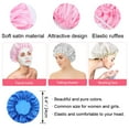 thumbnail image 3 of Toptie Women Satin Bonnet Night Sleep Cap Elastic Night Hair Cover-Blue, 3 of 5