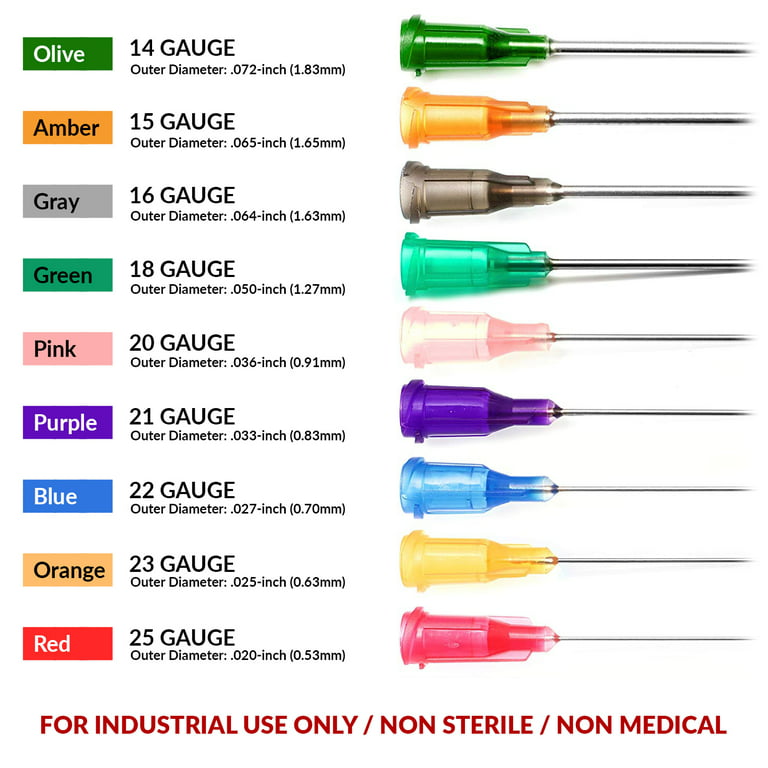25 Pack of Blunt Tip Lure Lock Dispensing Fill, Industrial/Arts and Crafts  Needles, 23 Gauge - Orange, 0.5 / 1.27cm