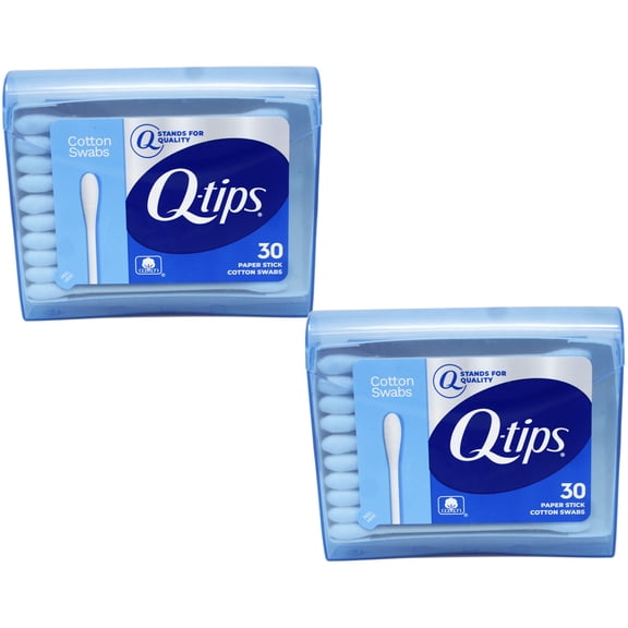 2 Pack - Q-Tips Cotton Swabs,Travel Size Purse Pack, 30 Swabs Each