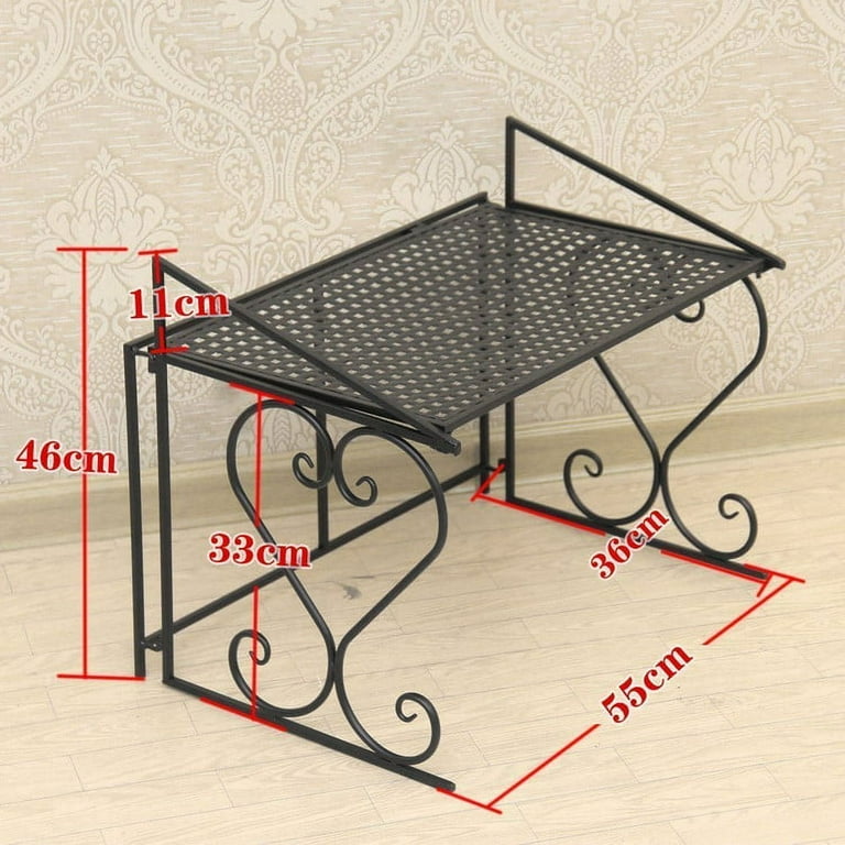 Metal Microwave Oven Rack Shelf Kitchen Shelves Counter and Cabinet Shelf Black Prep Savour