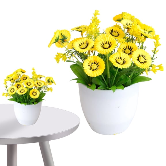 Artificial Mum Plant Verdsylv 21 Heads Artificial Money Tree Mum Plant - Potted Plastic Flowers for Outdoor Patio, Porch, Spring & Summer Garden Decor, Outdoor Plastic Flowers