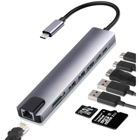 axGear Adaptateur de concentrateur Baile USB C de type c, 8 en 1 avec ...
