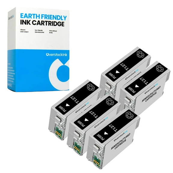 OverstockInk T127 Ink Black Cartridges Compatible for Epson 127 for Workforce 840 (5 Black)