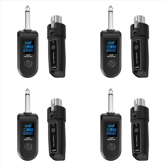 4X New Wireless Microphone UHF Wireless XLR Transmitter and Receiver for Dynamic Microphones Audio Mixers PA Systems,4 set x microphone audio mixer (1 tray 1),Black