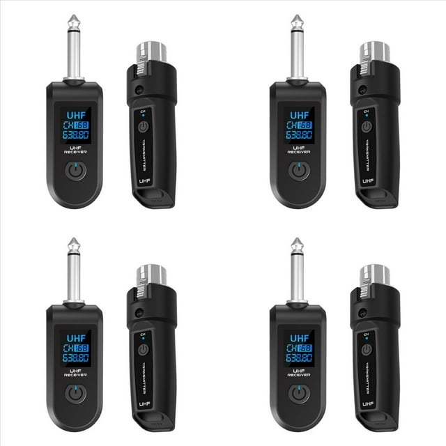 4X Micrófono Inalámbrico UHF Transmisor y Receptor XLR Inalámbrico para Micrófonos Dinámicos Mezcladores de Audio Sistemas PA