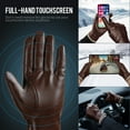 thumbnail image 5 of OZERO Mens Winter Gloves PU Leather Thermal Warm Snow Touchscreen Glove Brown, 5 of 8