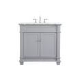 thumbnail image 3 of Elegant Decor Wesley 36" Steel and Solid Wood Single Bathroom Vanity Set in Gray, 3 of 8